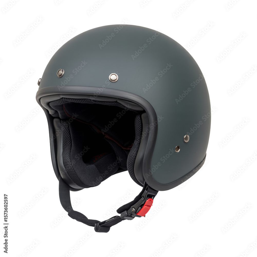 Fototapeta premium Matte Gray Open Face Motorcycle Helmet isolated on a transparent background