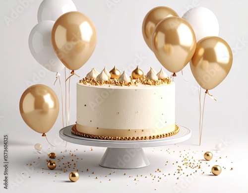 Elegant cake with gold balloons