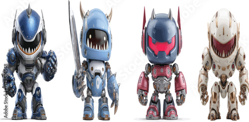  set of futuristic shark robot graphic for sci-fi concepts and character designs, a bold and unique element for digital art.