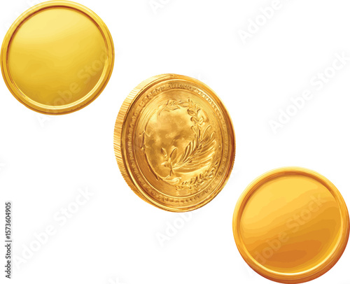 set of gleaming golden coin element perfect for financial designs, digital rewards, or gaming visuals, offering a touch of prosperity.