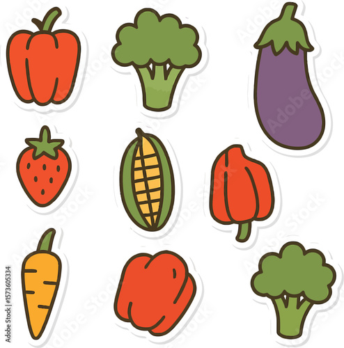 Fresh and cheerful assortment of colorful fruit and vegetables, ideal for food related designs or healthy eating campaign graphics.