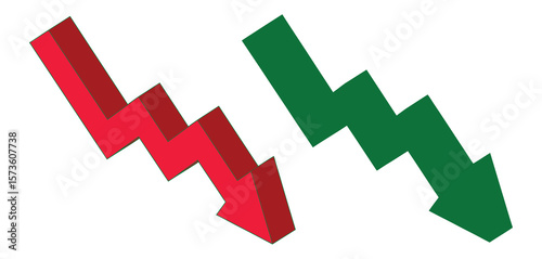 Red and Green Downward Trend Graph Icons