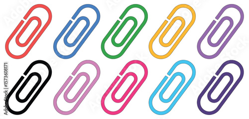 Colorful Paperclips on White Background