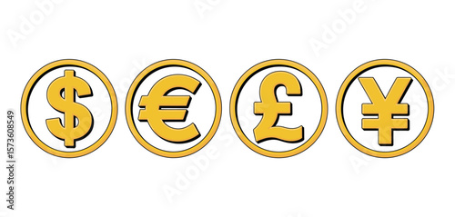 Gold Currency Symbols Dollar Euro Pound Yen