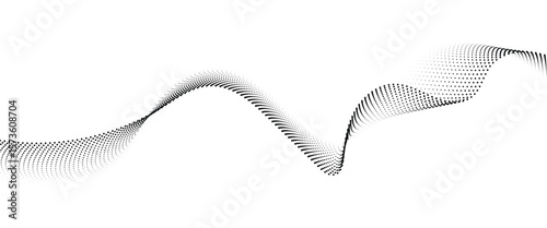 Flowing Dot Wave halftone gradient pattern on transparent background	
