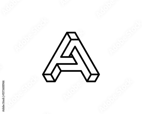 Free Download black wireframe 3D initial Letter A in Impossible Shape Logo - GFXLoad