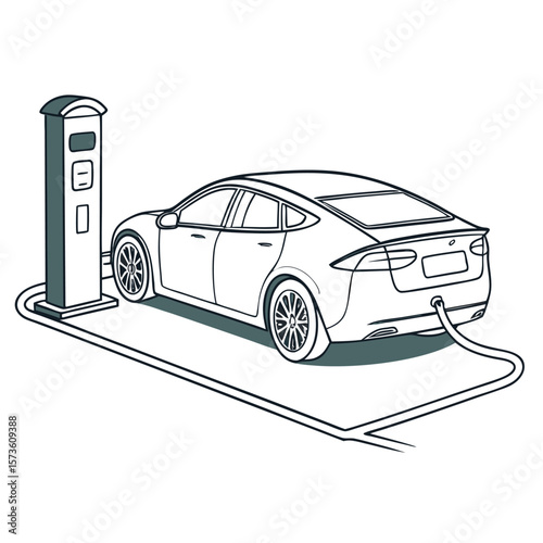 Vector of electric car charging