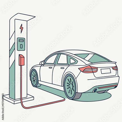 Vector of electric car charging