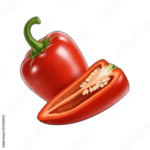 Red Bell Peppers: Whole and Slice with Seeds 