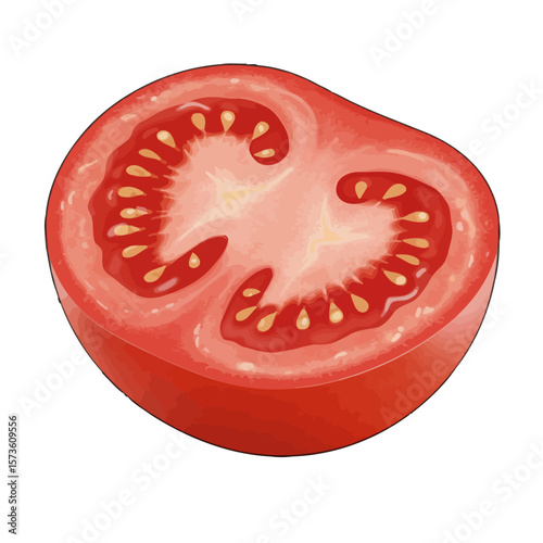 Tomato Slice Close-up: Red, Fresh, and Full of Seeds