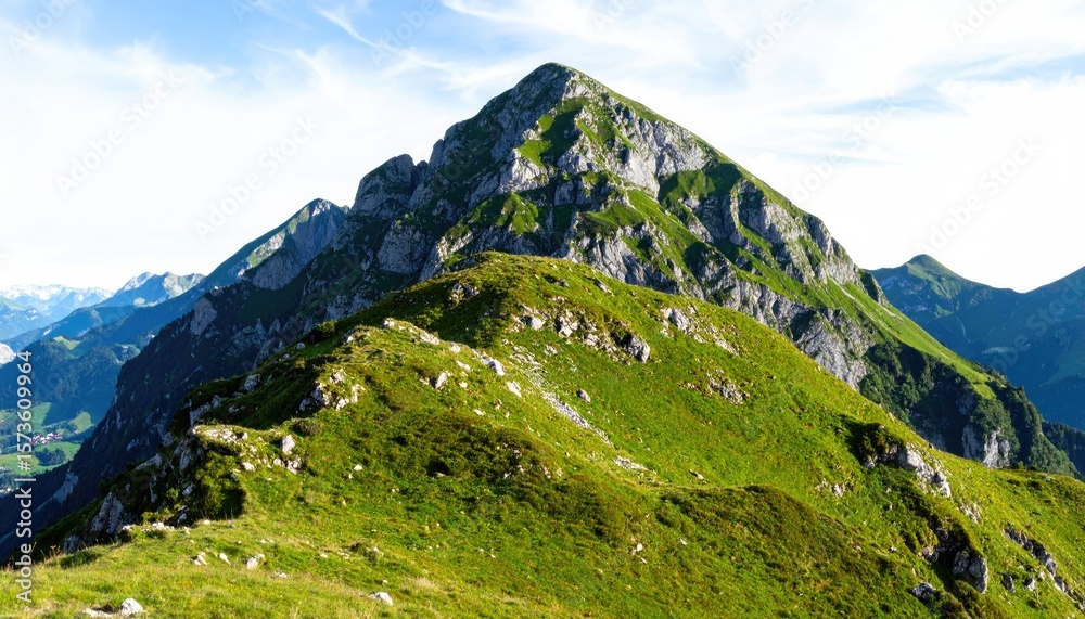 Fototapeta premium Mountain peak with green slopes