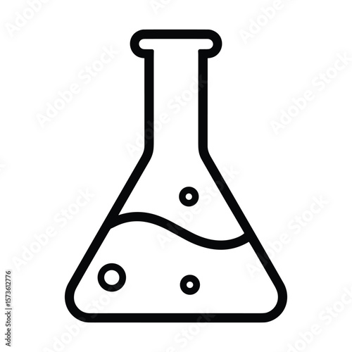 Erlenmeyer Flask A Science Icon, Chemistry Experiment, Laboratory Equipment, Research Symbol, Chemical Reaction Illustration