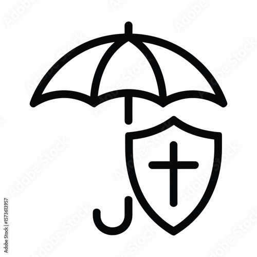 Ultimate Protection Shield and Umbrella Icon, Representing Security and Safety