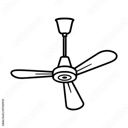 Simple Line Art Ceiling Fan Illustration Isolated