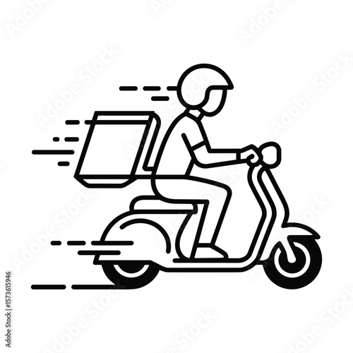 Fast and Reliable Food Delivery Service Scooter Delivery Driver Illustration