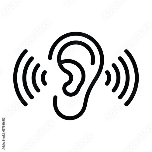 Human Ear Hearing Sound Waves Audio Perception Icon