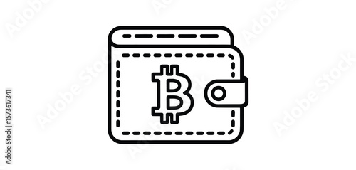 Bitcoin Wallet Line Art Icon