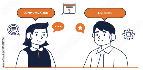 People Talking and Listening Vector Illustration – Communication Concept