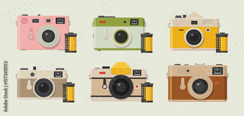 Vintage Film Cameras in Different Colors
