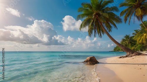 Tranquil Getaway Scenery with Exotic Sunshine Beach – Serene Tropical Escape Visual for Travel Ads, Wellness Campaigns, Summer Vacation Content, and Nature Branding

