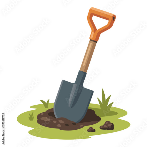 Cartoon Shovel in the Ground