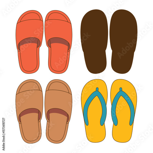 Four Pairs of Stylish Sandals and Slippers
