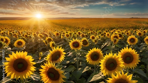 Endless Field of Vibrant Sunflowers Basking in Golden Sunlight – Stunning Summer Landscape for Nature, Agriculture, Floral Branding, and Seasonal Outdoor Visual Content

