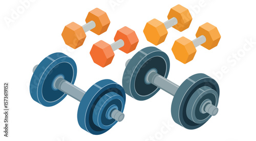Isometric Dumbbells in Orange and Blue