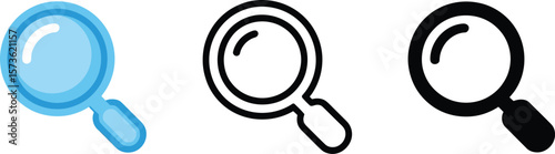 Magnifying Glass Icons: Search, Discovery & Zoom Symbols for Investigation.