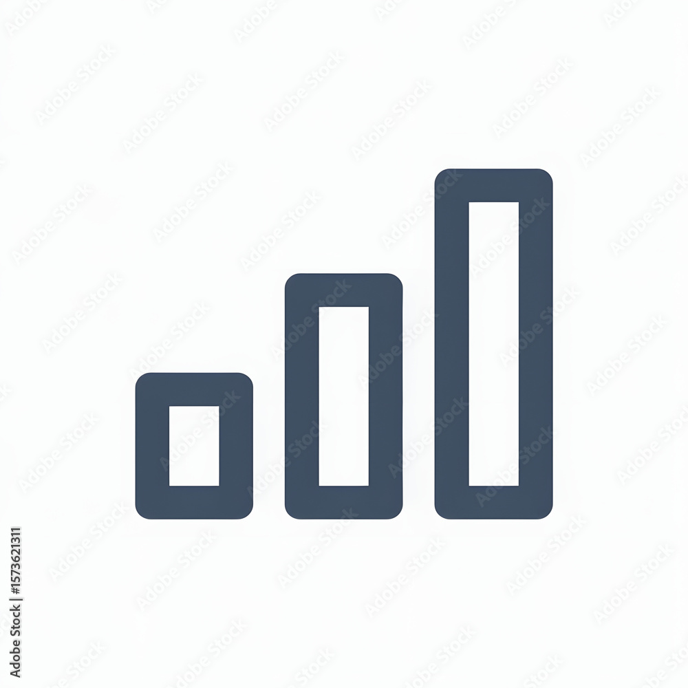 Bar chart icon, minimal style, navy and white, isolated on a light background. Bar chart icon, minimal style, navy and white, isolated on a light background.