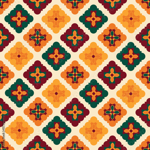 Flower pattern with autumn colors on beige background, background decoration, printable