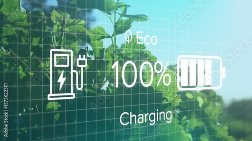 Opening eco charging graphic showing battery charging then discharging visualizing energy flow