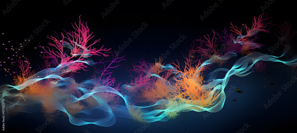 Obraz premium Seaweed Wireframe, mozaic art,ai generatif