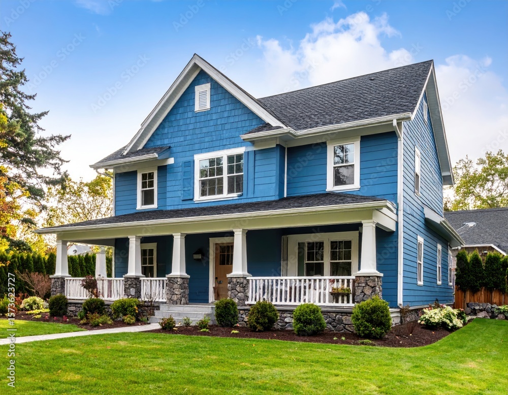 Obraz premium Blue house with porch