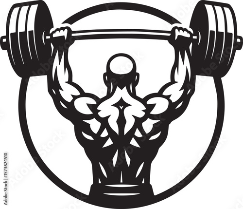 Powerful Weightlifting Strength, Muscles, and Fitness Illustration