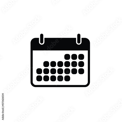 Black and White Calendar Icon Depicting Days of the Month or Event Schedule