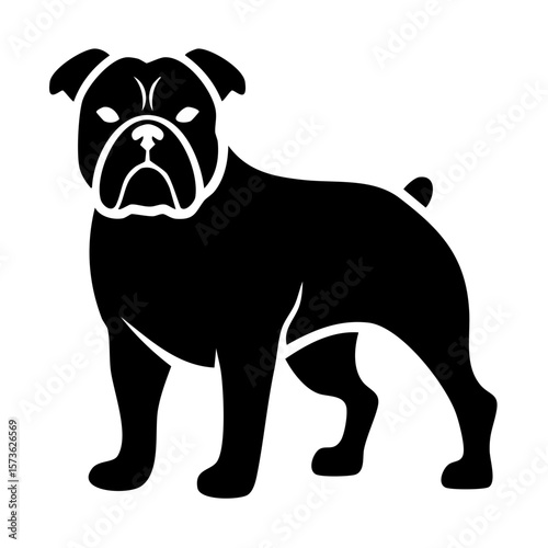 Bulldog Black Glyph Icon (Color Changes Available in SVG)