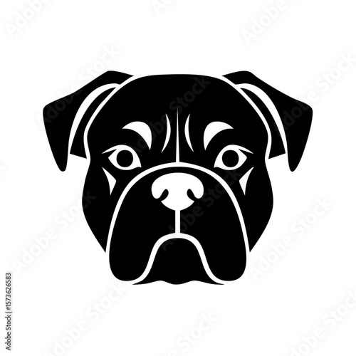 Bulldog Head Black Glyph Icon (Color Changes Available in SVG)
