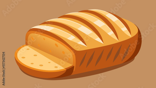 Flat vector of rustic sourdough bread loaf wit - Premium Vector Food Illustration