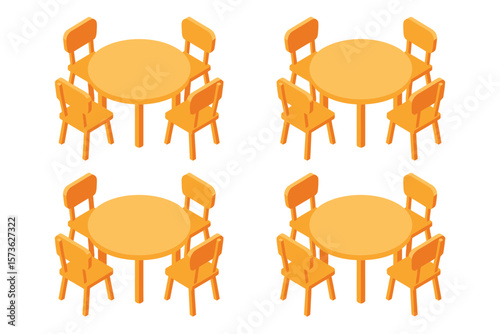 Isometric Round Tables and Chairs
