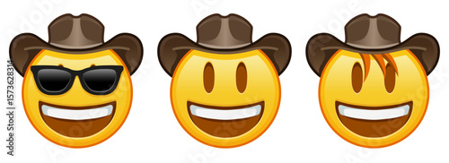 Cowboy hat face Large size of yellow emoji smile