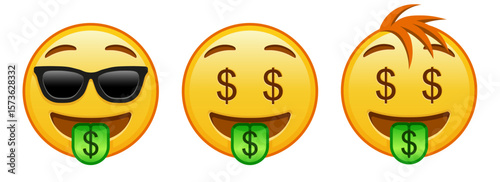 Dollar money mouth face Set of three emoji