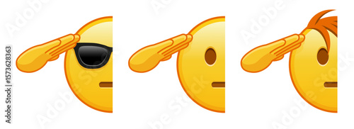 Emoji with hand on face Set of three emoji