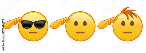 Emoji with hand on face Set of three yellow emoji