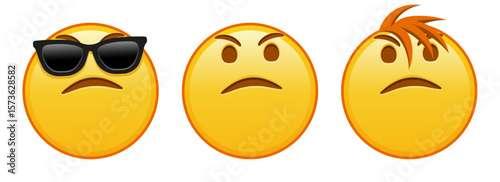 Face with an expression of displeasure Set of three emoji