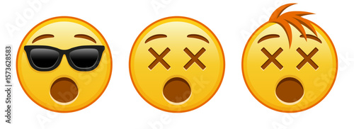 Face with crossed-out eyes Set of three emoji