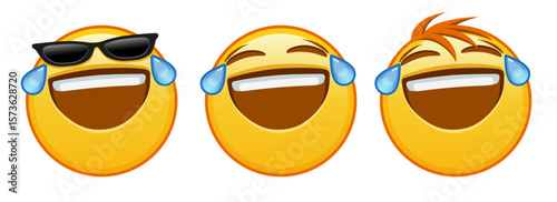 Face with tears of joy Set of three emoji