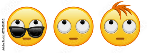 Face with rolling eyes Set of three emoji