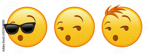Grinning flirting face Set of three emoji
