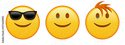 Happy face with tears Set of three emoji
